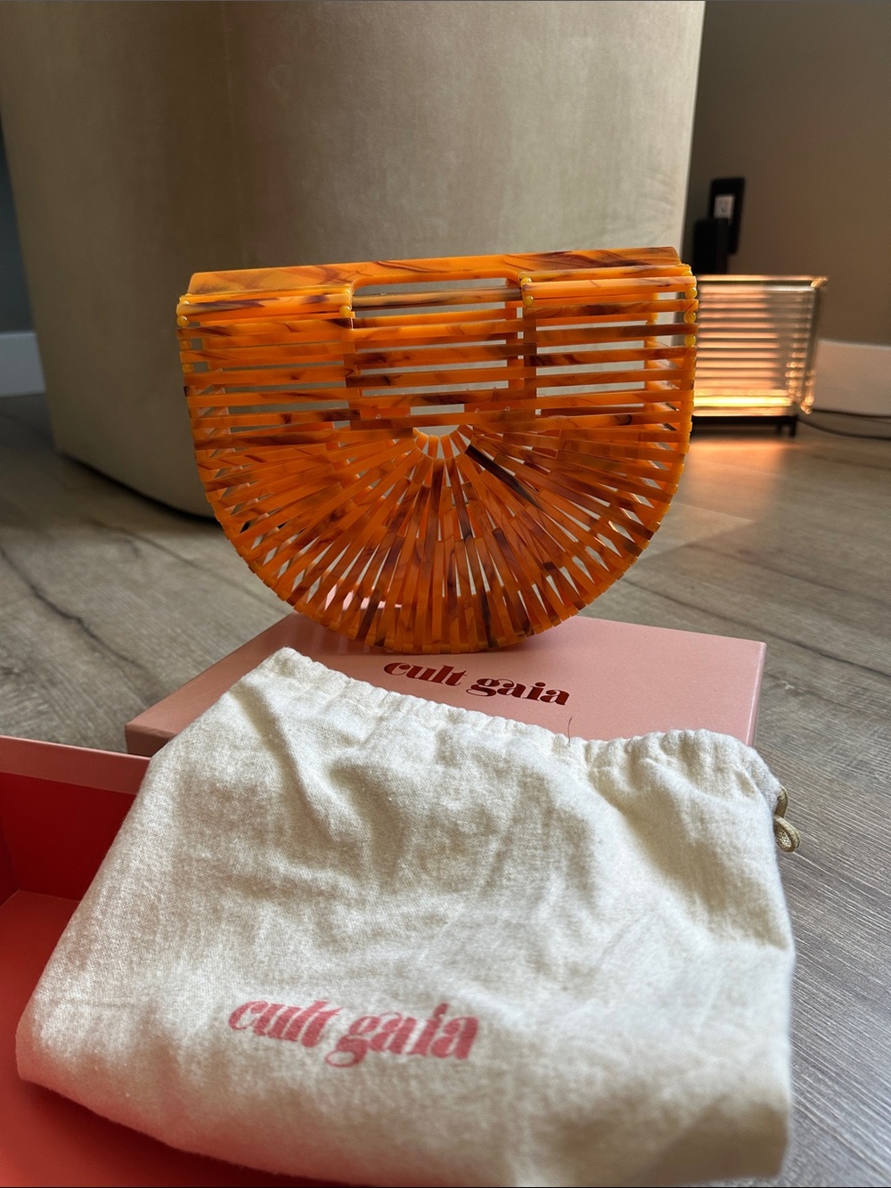 cult gaia tortoiseshell amber arc clutch